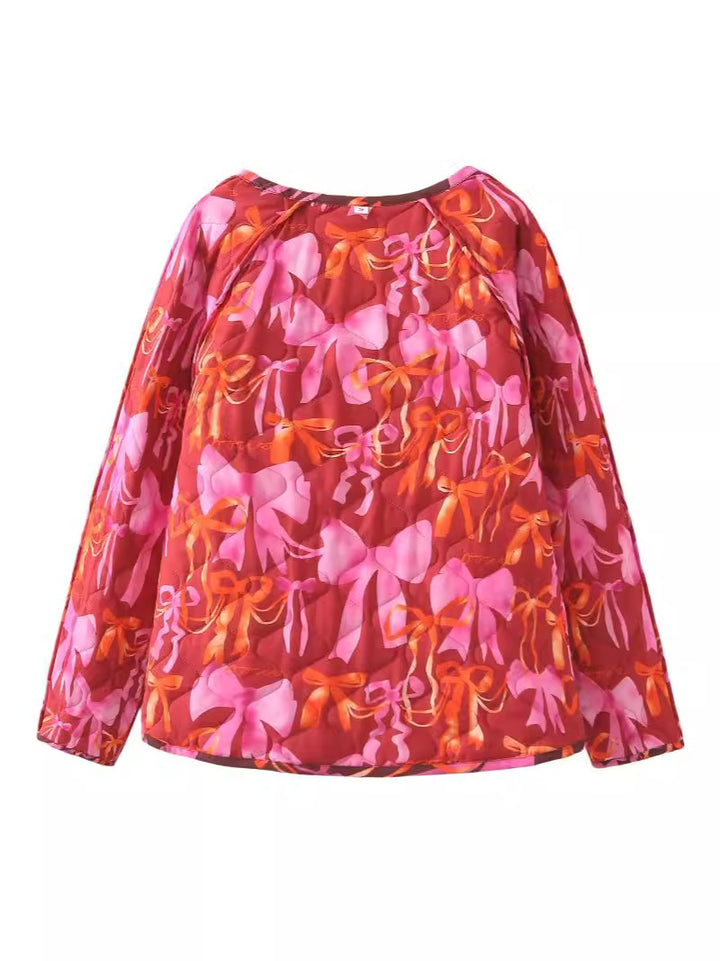 Quilted jacket for women with playful bow pattern Lune London