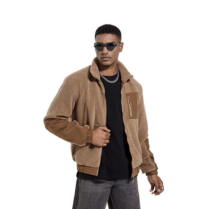 Fleece jacket for men with high collar and side zip pockets Lune London