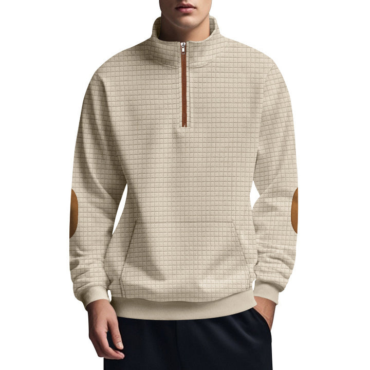 Men's sporty hoodie with half-zip and textured design Lune London