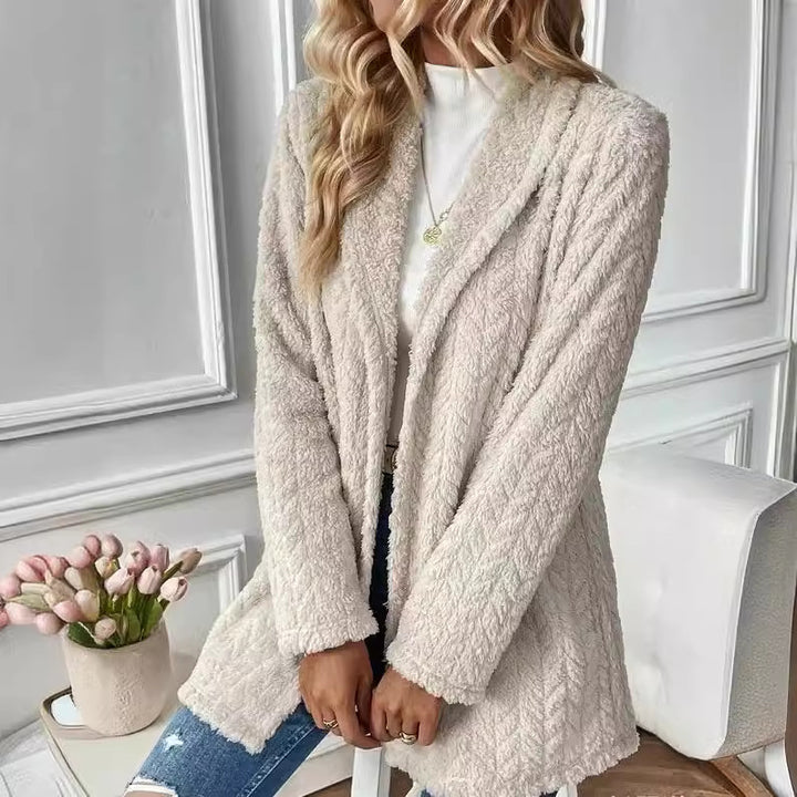 Ladies Elegant and Casual Plush Jacket with a Chic and Stylish Textured Design