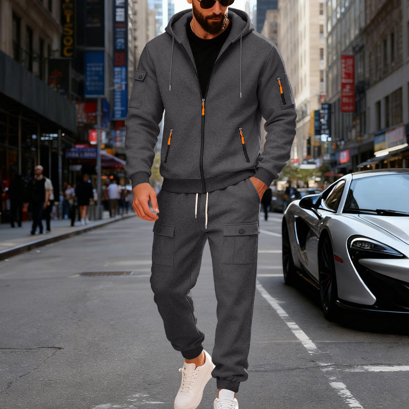 Men's stylish two-piece jogging set with hood and practical pockets Lune London