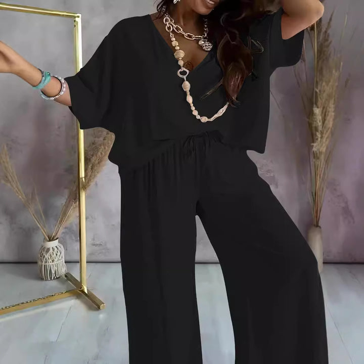 Ladies Relaxed Fitted Two-Piece Chic Loungewear Set