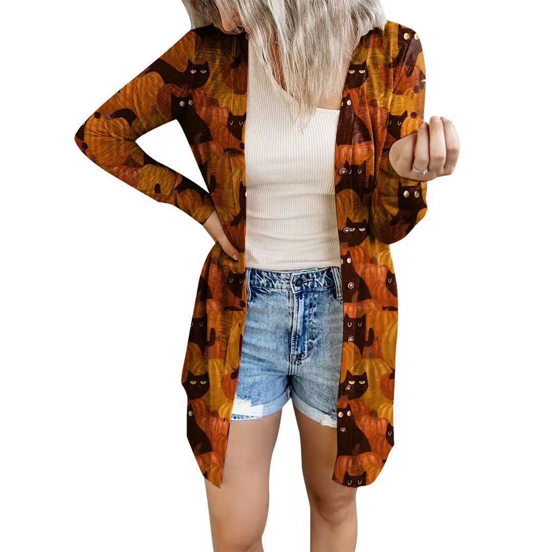 Long sleeve blouse for women with animal print and button closure Lune London