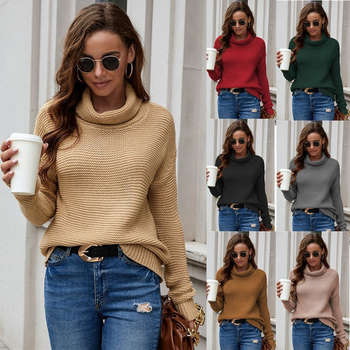 Thick knit sweater for ladies with a wide turtleneck and a relaxed fit Amarae