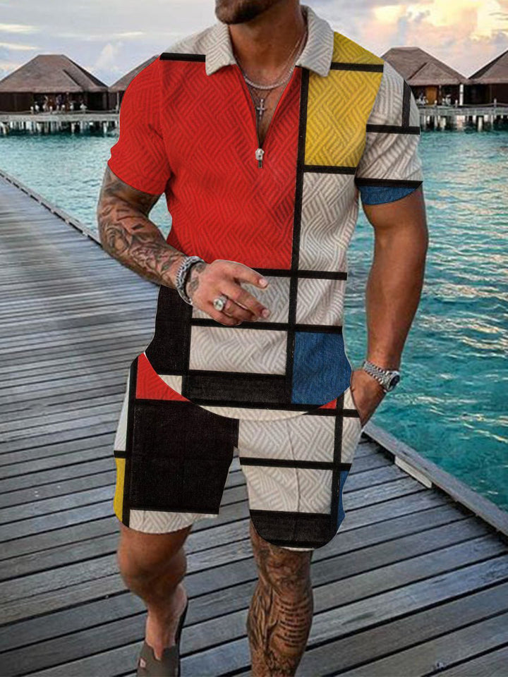Men's Modern Chic Graphic Print Short Set