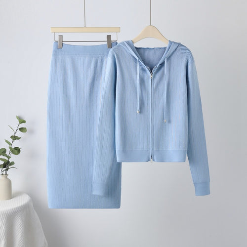 Ladies' knitted set with hood and slim skirt Amarae