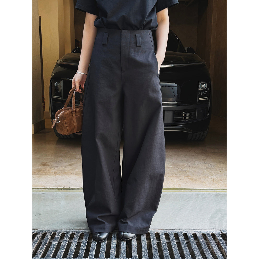 Women's high-waisted wide pleated trousers made of cotton blend Amarae