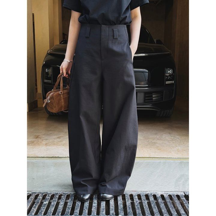 Women's high-waisted wide pleated trousers made of cotton blend Amarae