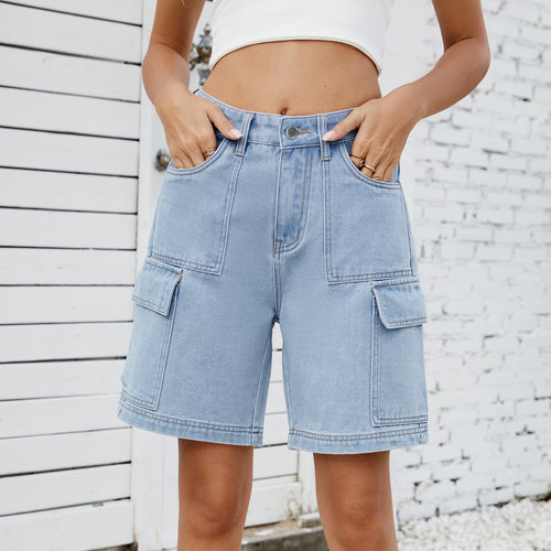 Women's cargo shorts with side pockets and high waist Amarae