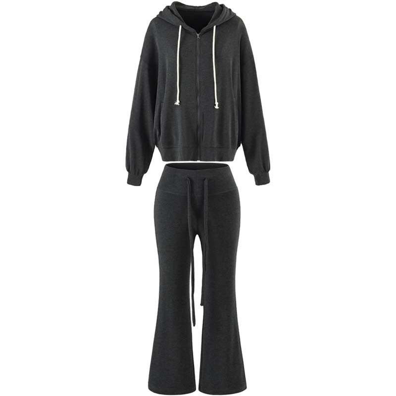 Women's Two-Piece Lounge Set with Zip Hoodie and Flared Jogging Pants Amarae