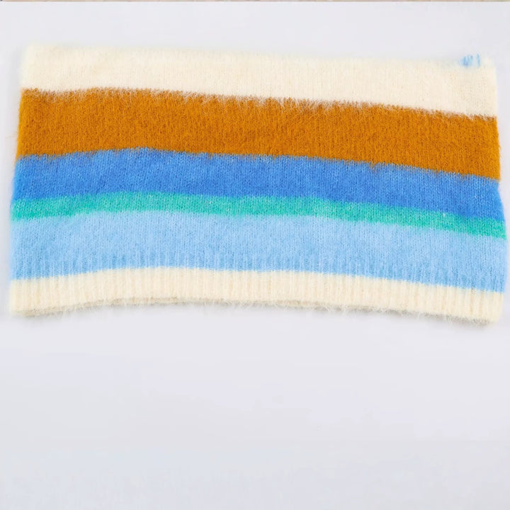 Women's Oversize Mohair-Look Striped Sweater with Round Neckline Amarae