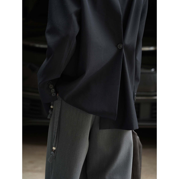 Women's Boxy Blazer with Extended Back and Concealed Single-Button Front Amarae