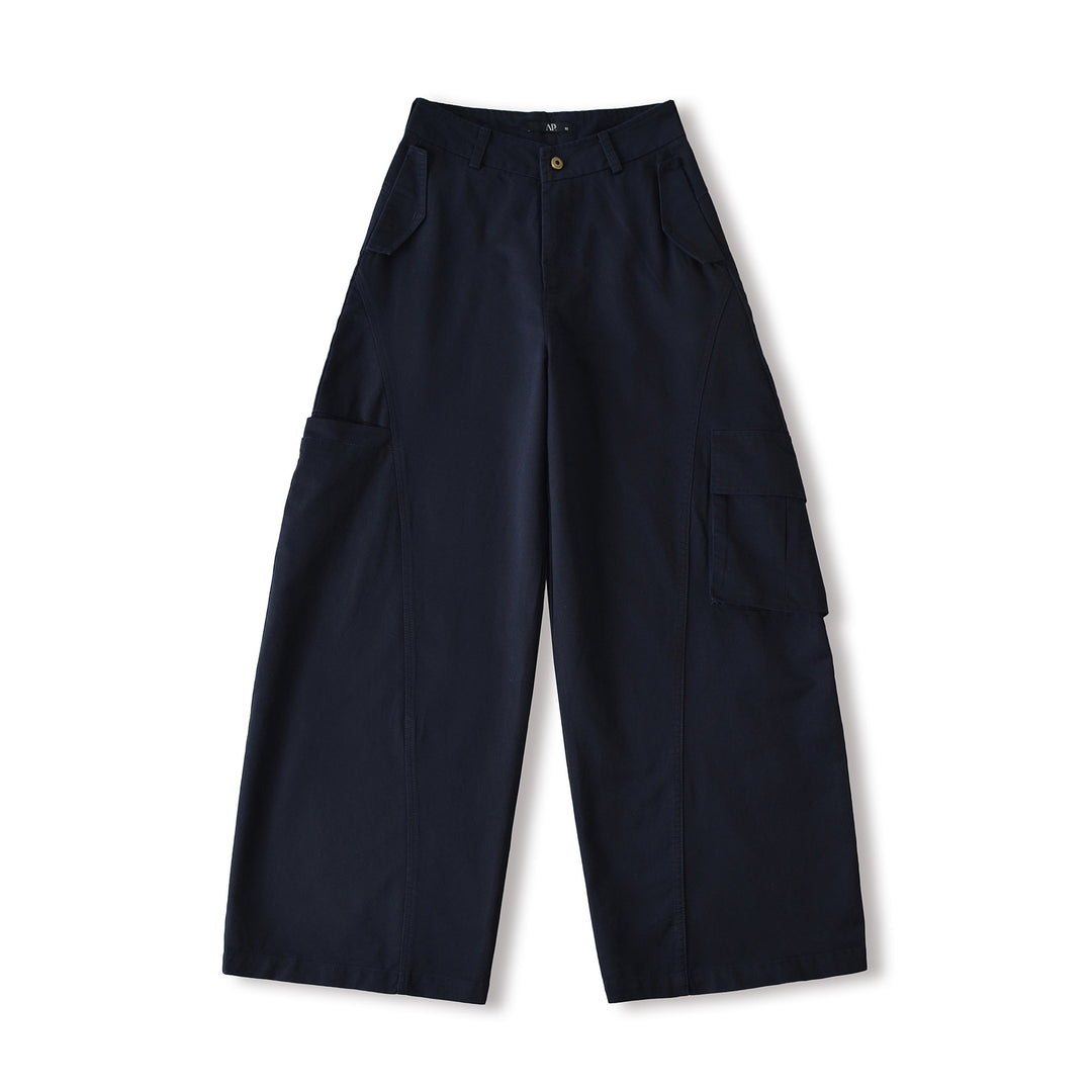 Women's Cropped Cargo Pants with High Waist, Wide Leg, and Flap Pockets Amarae