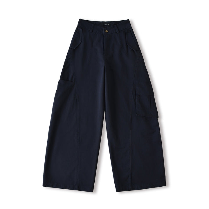 Women's Cropped Cargo Pants with High Waist, Wide Leg, and Flap Pockets Amarae