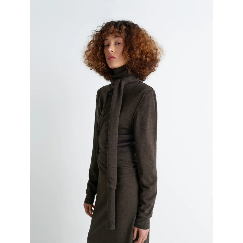 Elegant knitted coat for women with scarf Lune London