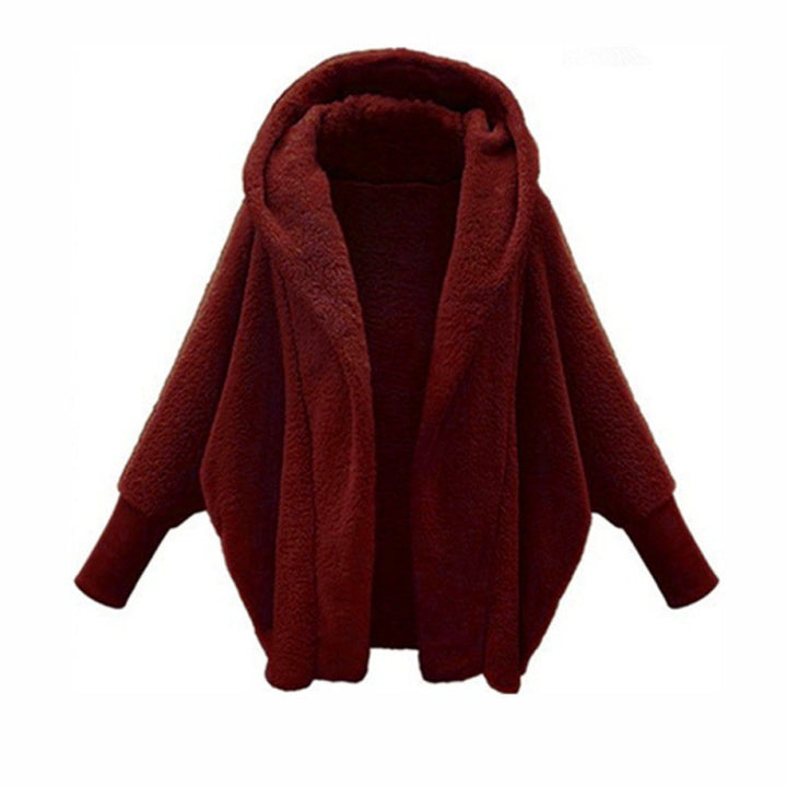 Women's Cozy Oversized Hoodie Cardigan made of Teddy Fleece with Bat Sleeves Amarae