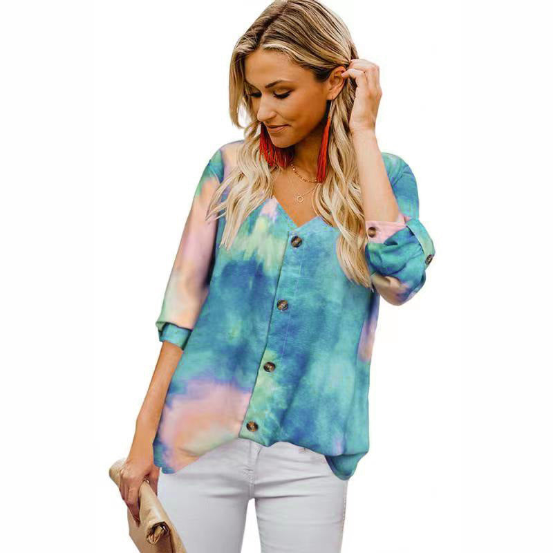 Women leisure blouse with gradient color and roll-up sleeves Lune London
