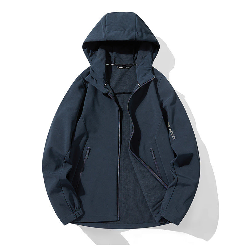 Men's Lightweight Softshell Hoodie with Fleece Lining and Water-Repellent Surface Amarae