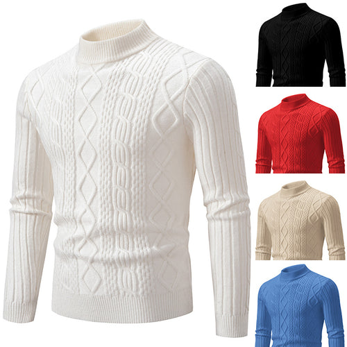 Men's knit sweater with high collar and textured pattern Amarae