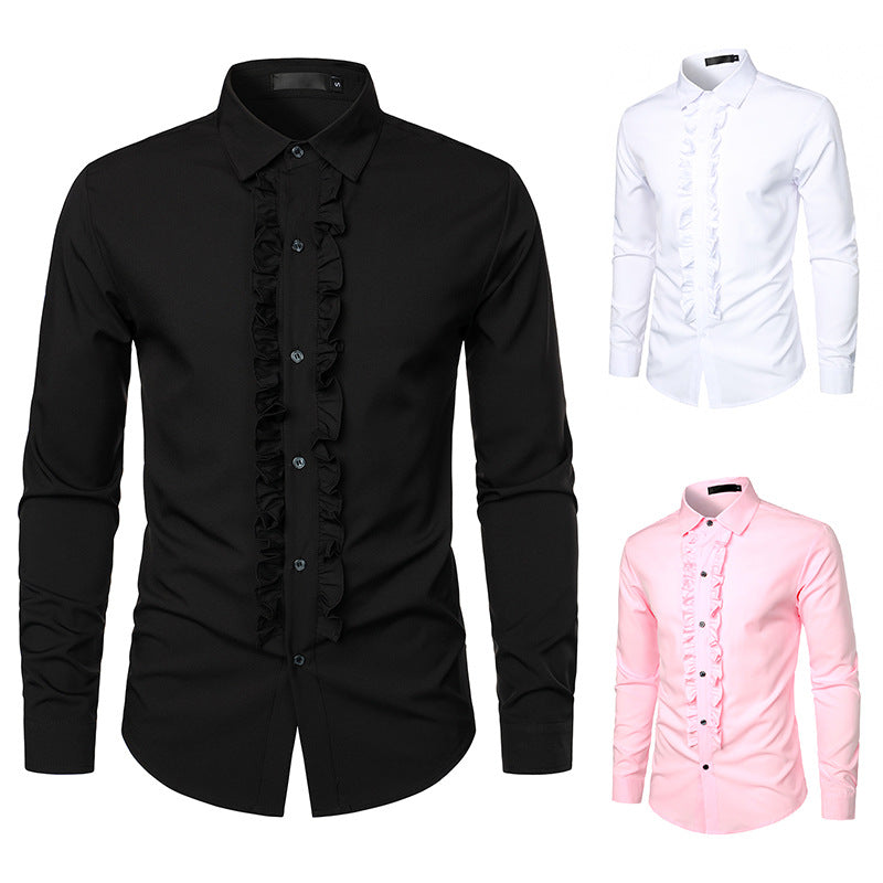 Men's Elegant Shirt with Ruffle Details Amarae