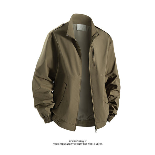 Practical leisure jacket for men with stand-up collar and side bellows pockets Amarae