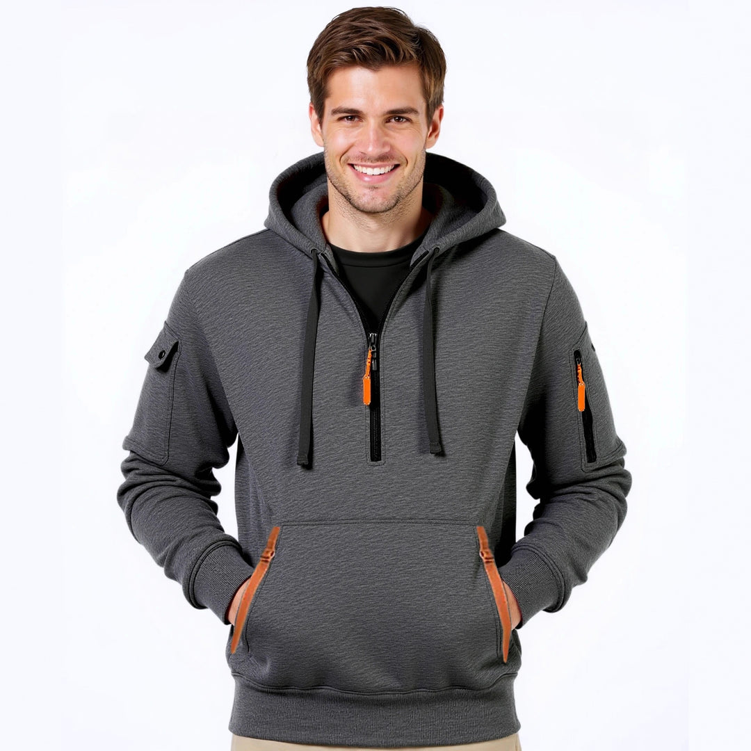 Fashionable men's hoodie with an innovative pocket solution Lune London