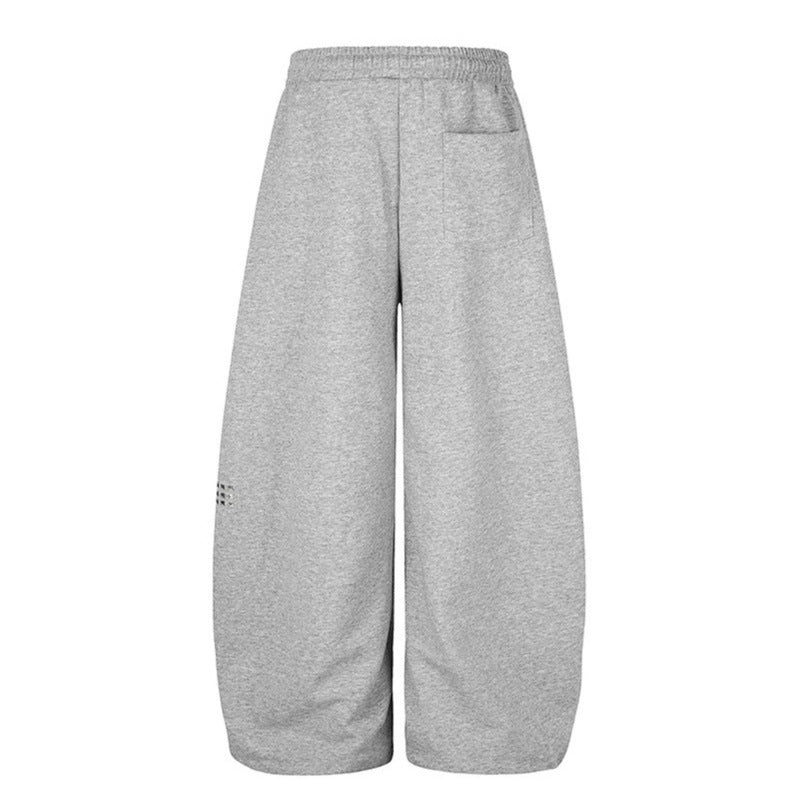 Women's Palazzo Sweatpants in Culotte Style with High Waist, Drawstring, Text Print and Rhinestone Trim Amarae