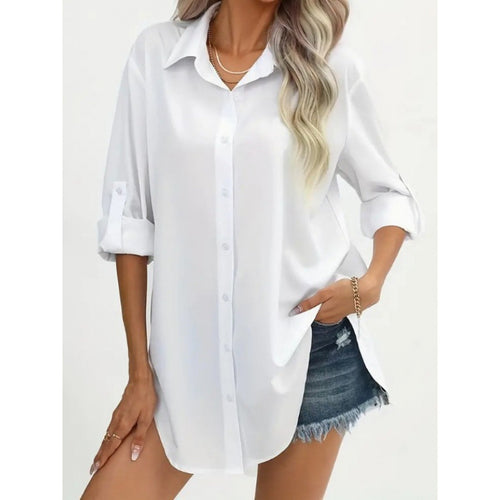 Ladies elegant long sleeve shirt in breathable cotton Amarae