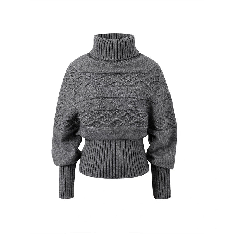 Pull en tricot surdimensionné pour femmes avec col montant et design texturé Chic & Stil