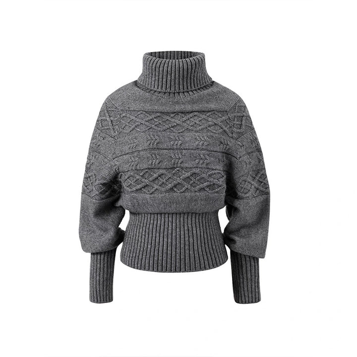 Pull en tricot surdimensionné pour femmes avec col montant et design texturé Chic & Stil