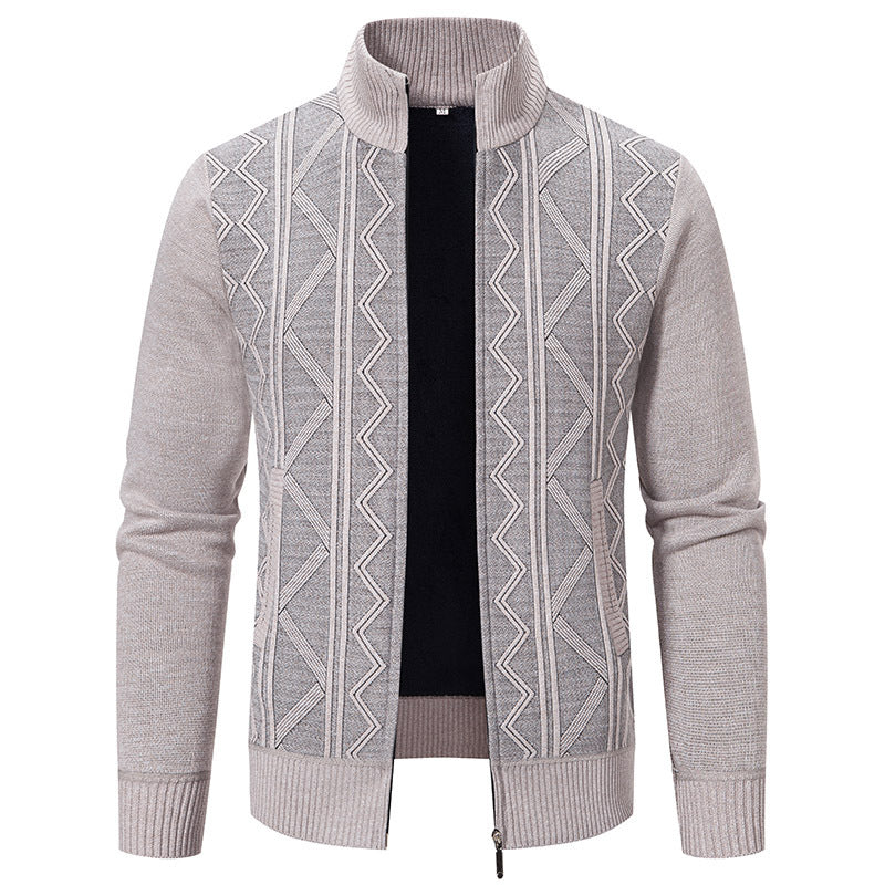 Men's knit jacket with high collar and zipper Lune London