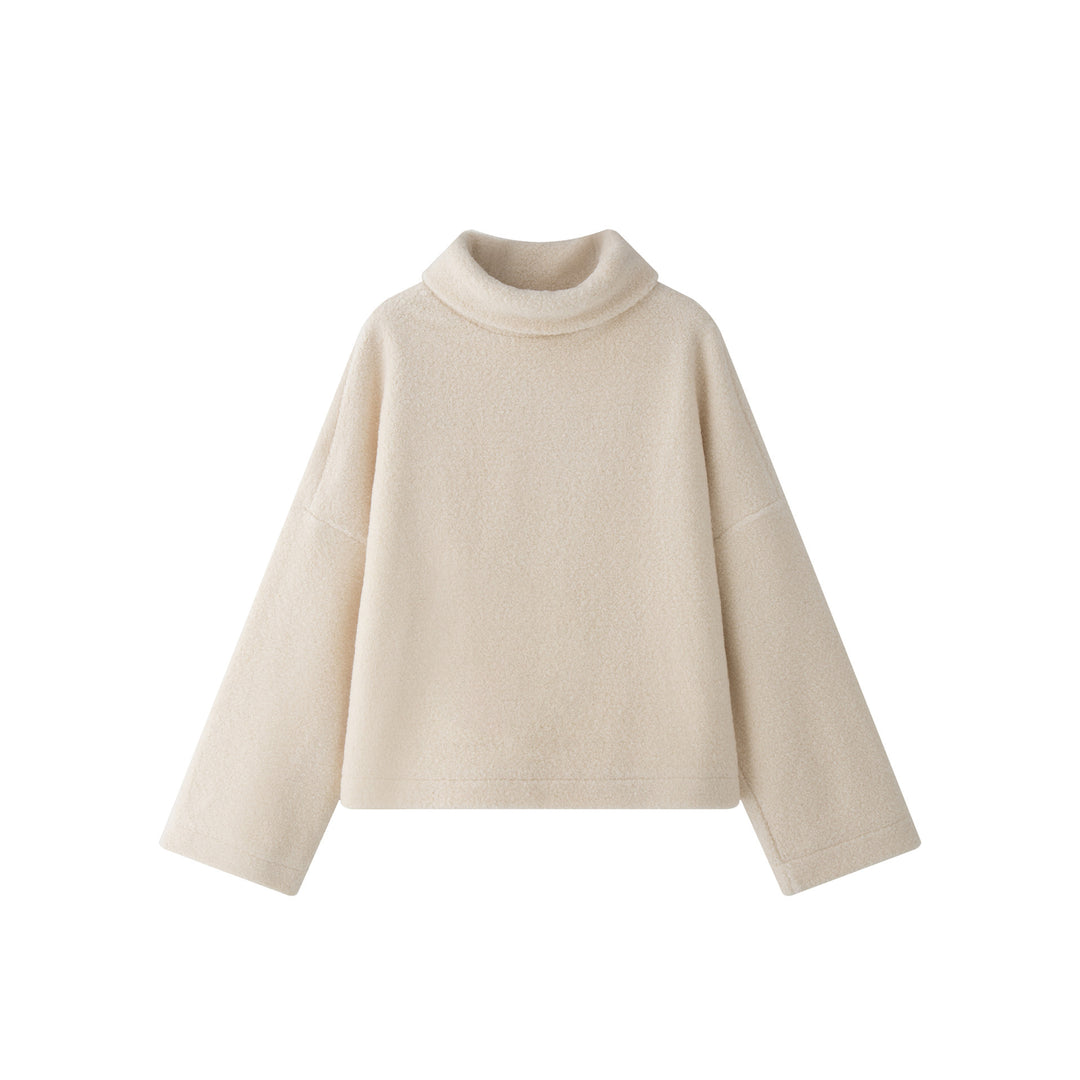 Women Cozy Oversized Teddy Sweater with High Roll Neck Amarae
