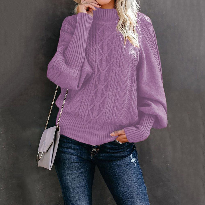 Knit sweater for women with high collar and textured design Lune London