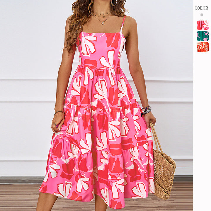 Midi dress for women with floral patterns and a voluminous skirt Chic & Stil