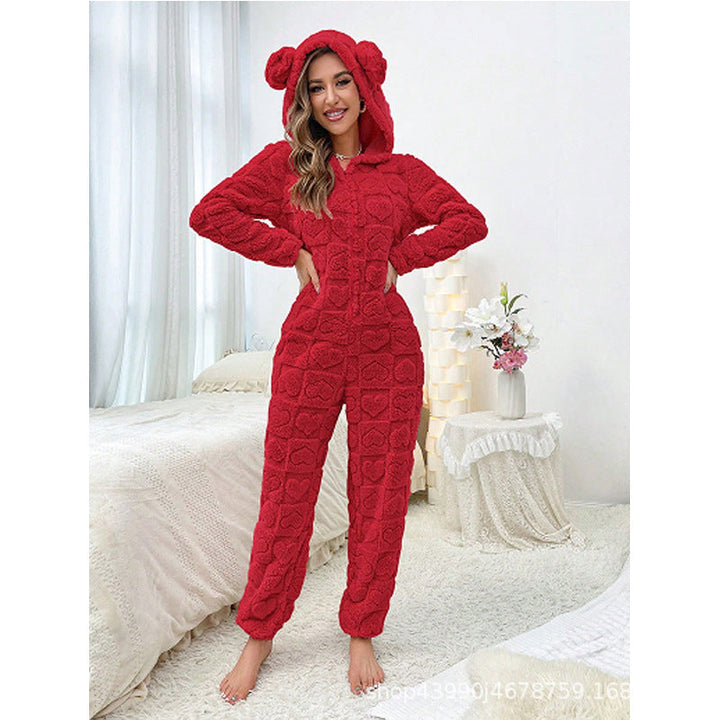 Women's Cozy Fleece Jumpsuit with Hood Lune London