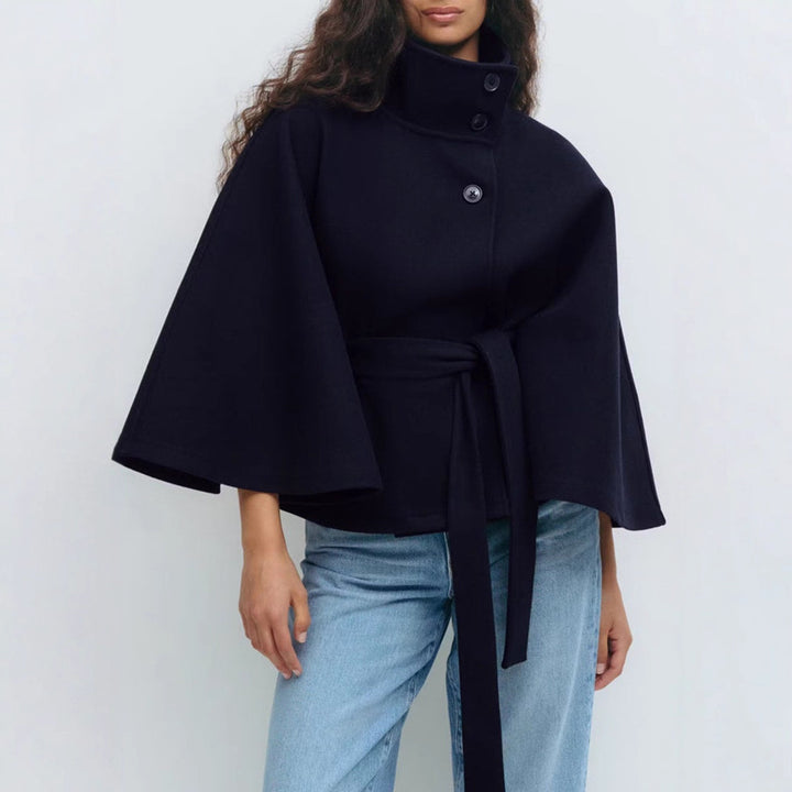 Ladies modern wrap jacket with loose fit and high collar Lune London