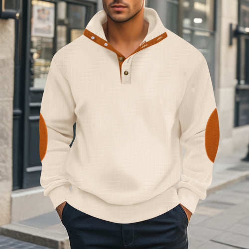 Men's Henley sweater with textured design and contrasting accents Amarae
