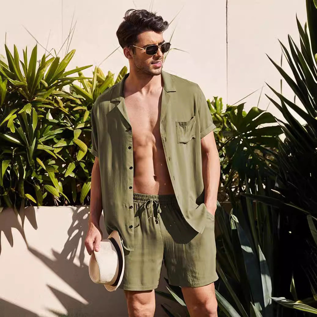 Men Casual Short Sleeve Shirt and Chic Shorts