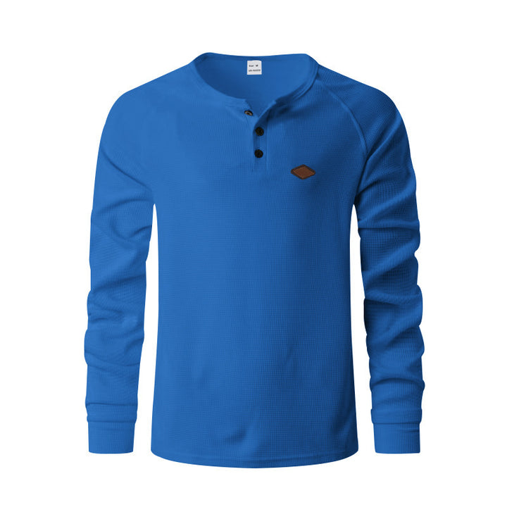 Men's long-sleeve Henley shirt with textured surface Amarae