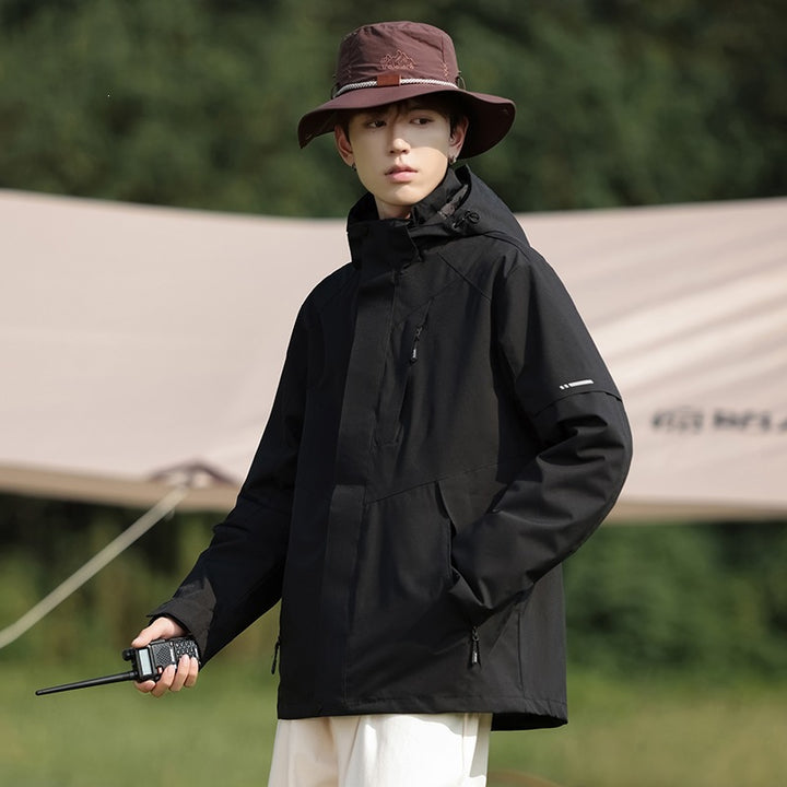 Men's Two-Tone Wind and Water-Repellent Softshell Jacket with Hood Amarae