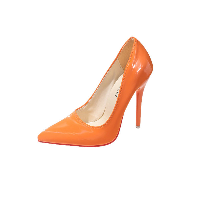 Classic Ladies Stiletto Heels with Pointed Design and Chic Glossy Surface