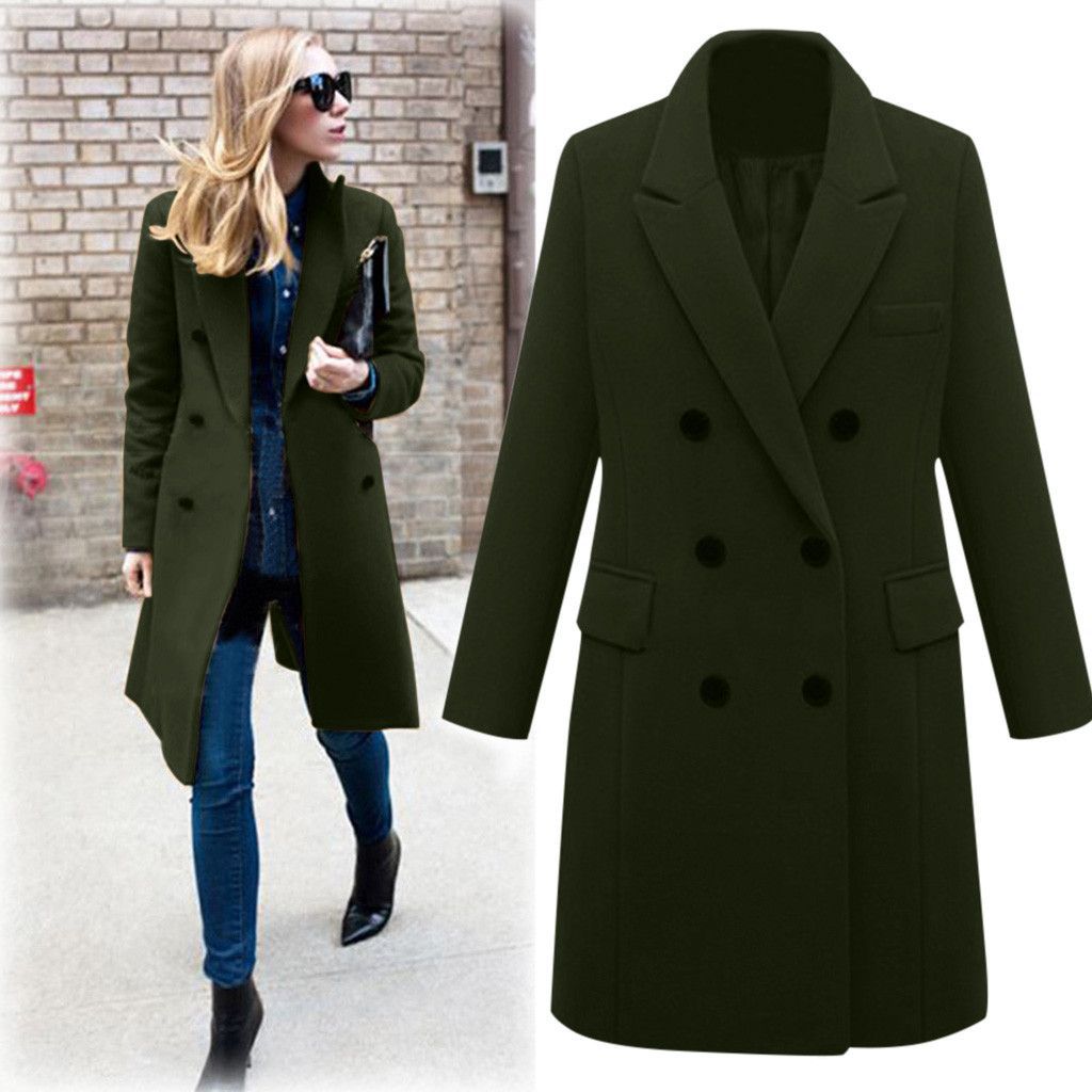 Elegant wool coat for women with double-breasted buttons and pockets Amarae