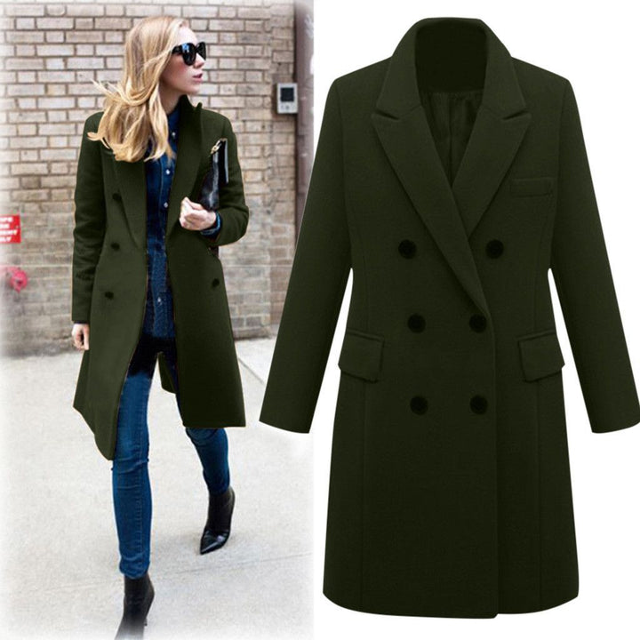 Elegant wool coat for women with double-breasted buttons and pockets Amarae