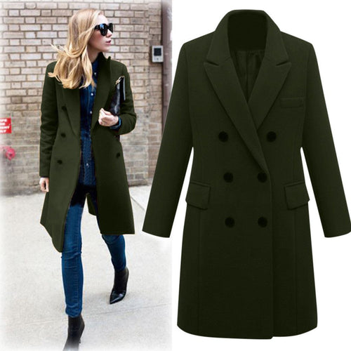 Elegant wool coat for women with double-breasted buttons and pockets Amarae