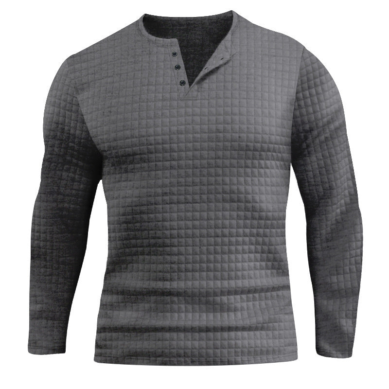Men's Long Sleeve Shirt with Textured Check Pattern Amarae