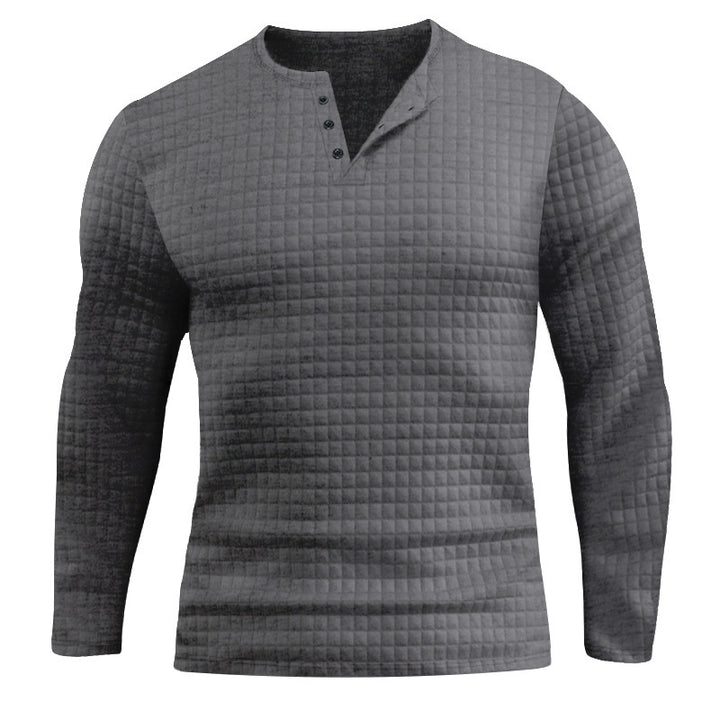 Men's Long Sleeve Shirt with Textured Check Pattern Amarae