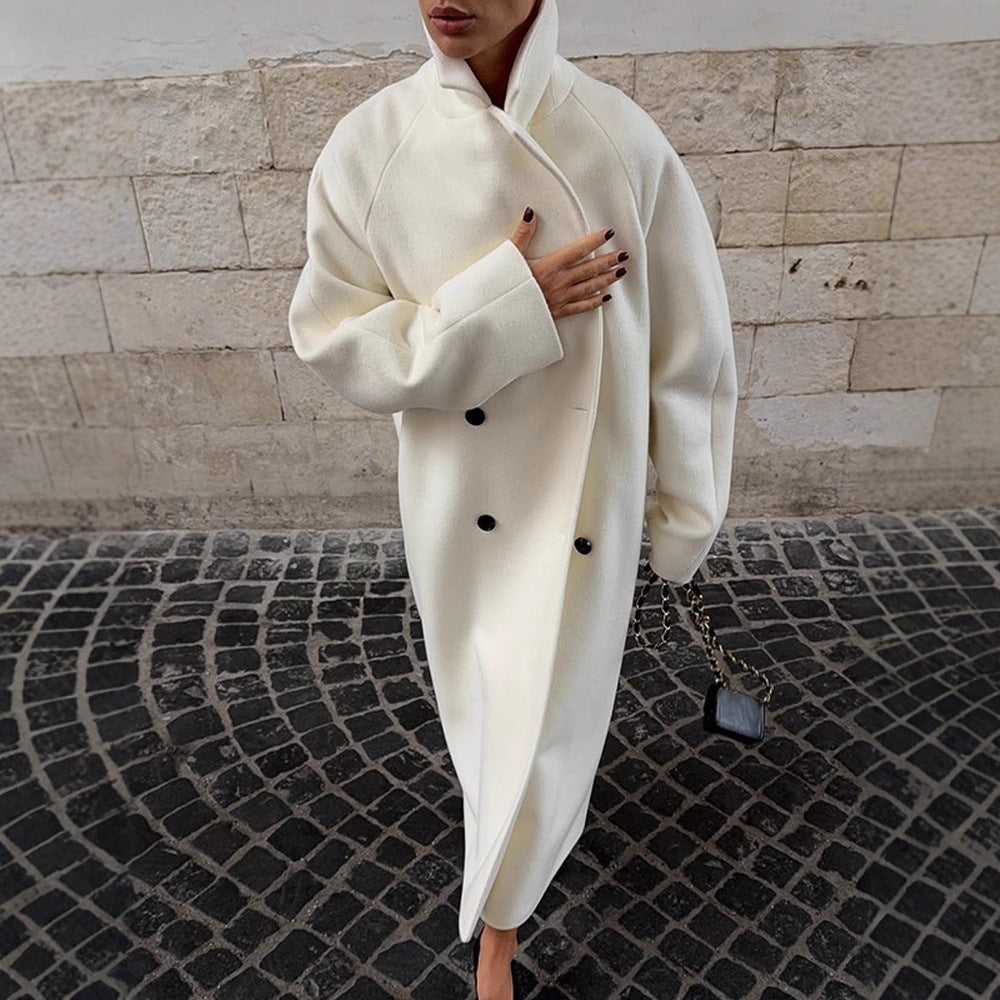 Women's Maximum Coat in clean-cut Cocoon style with high stand-up collar Amarae