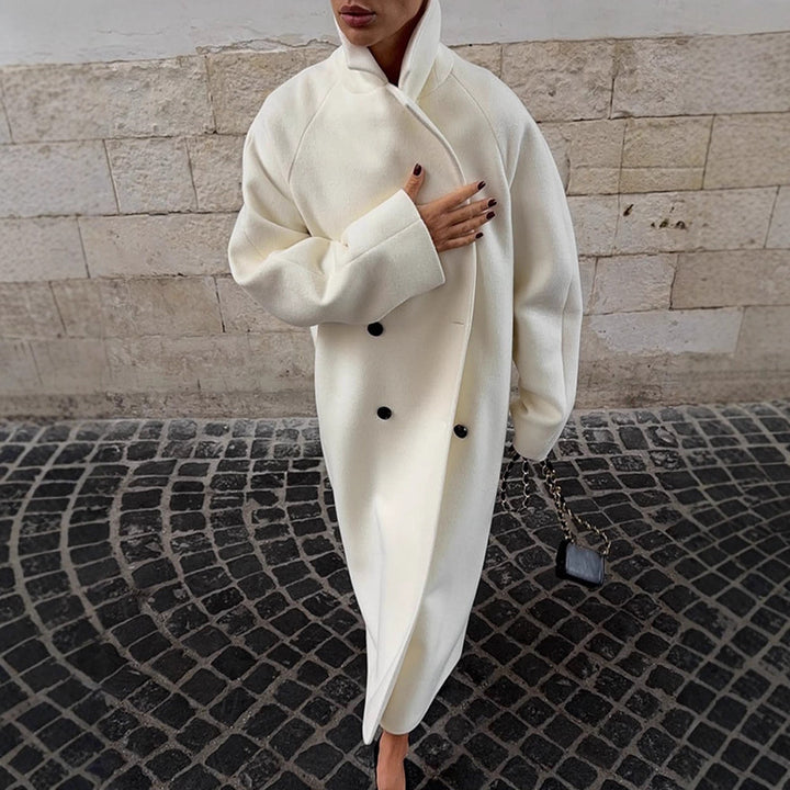 Women's Maximum Coat in clean-cut Cocoon style with high stand-up collar Amarae