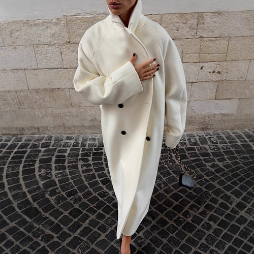 Women's Maximum Coat in clean-cut Cocoon style with high stand-up collar Amarae