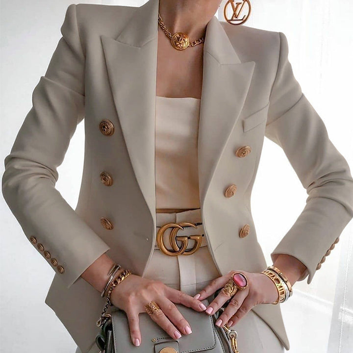 Veste élégante pour femmes avec double boutonnage et détails dorés Lune London